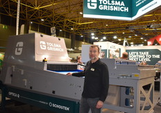 Tolsma Grisnich was op twee stands aanwezig. Bram Janssen bij de OpticaQ sorteermachine. Een kwaliteitssorteerder voor pootgoed, aardappelen en uien. O.a. bij Kleinjan aardappelhandel is deze machine geleverd.