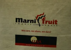 Marnifruit had tijdens de vlucht Rotterdam - Berlijn vv reclame gemaakt op de headrestcovers in het vliegtuig.