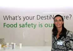Yvette de Schepper. Koppert Biological Systems introduceert de nieuwe slogan op de beurs: What's your DestiNature? Food safety is ours.