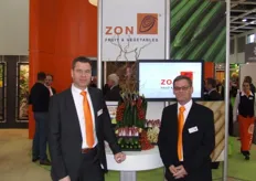 Commercieel directeur Axel Hovestad van ZON Fruit & Vegetables met Ger Kingma, die de Spaanse import verzorgt voor ZON.